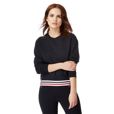 Black stripe band crop sweater